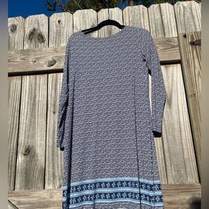 Vineyard Vines Navy and White Long Sleeve Dress Size S